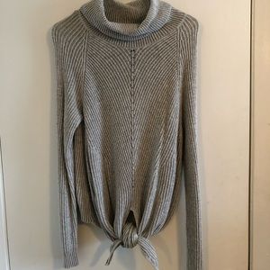 Anthropologie Gray tie Cowl neck sweater